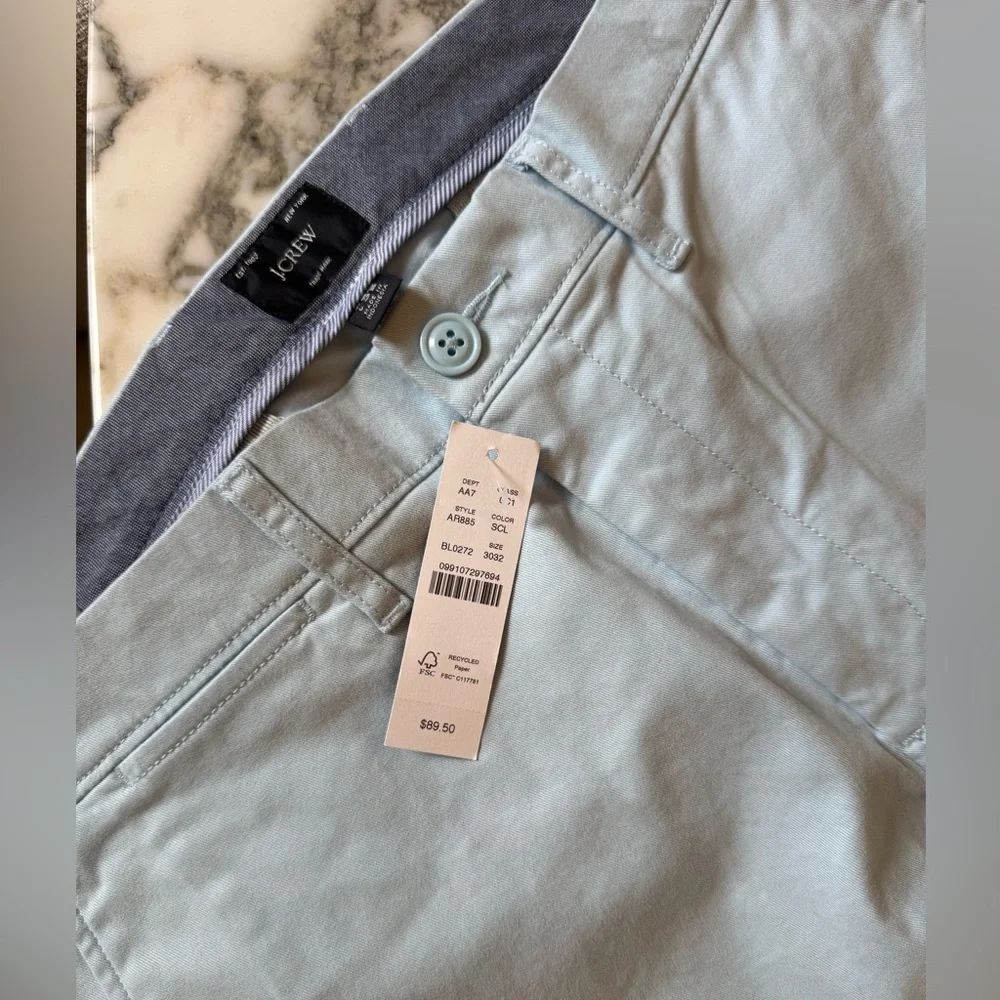 NWT J crew 484 Slim-fit stretch chino pant Robin’s Egg Blue 30 x 32